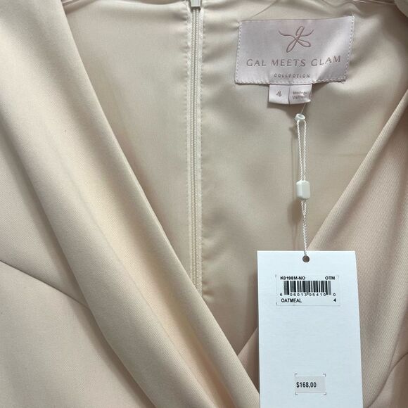 NWT Gal Meets Glam Lydia Dress A Line Fit & Flare Knee Length Pockets in Oatmeal - Picture 8 of 11